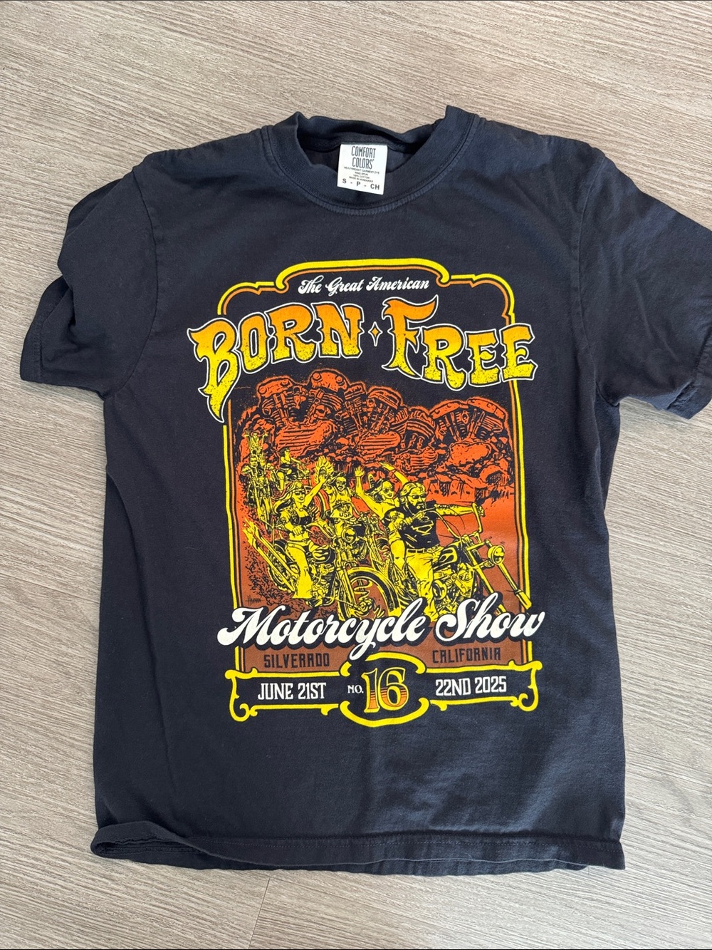 Born Free Black Graphic Motorcycle Show Tee